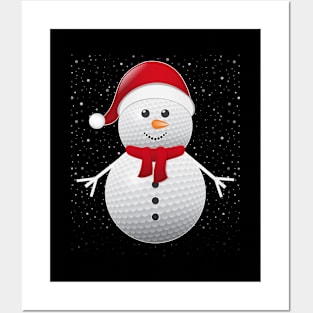 Golf Ball Snowman Santa - Funny Christmas Gift Posters and Art